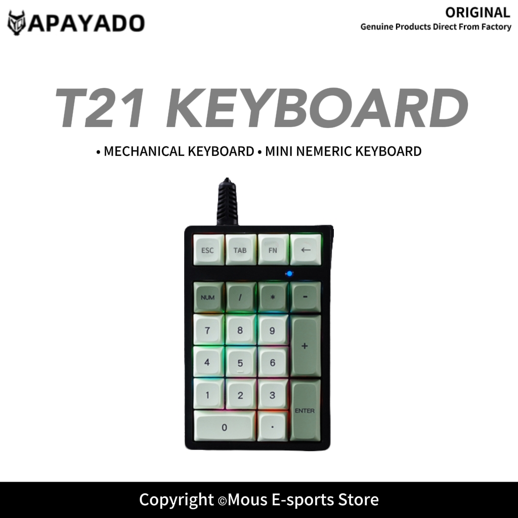 Pbt Keycaps For Numeric Keypad Numpad - T21 APAYADO Wired Numeric Keypad Blue