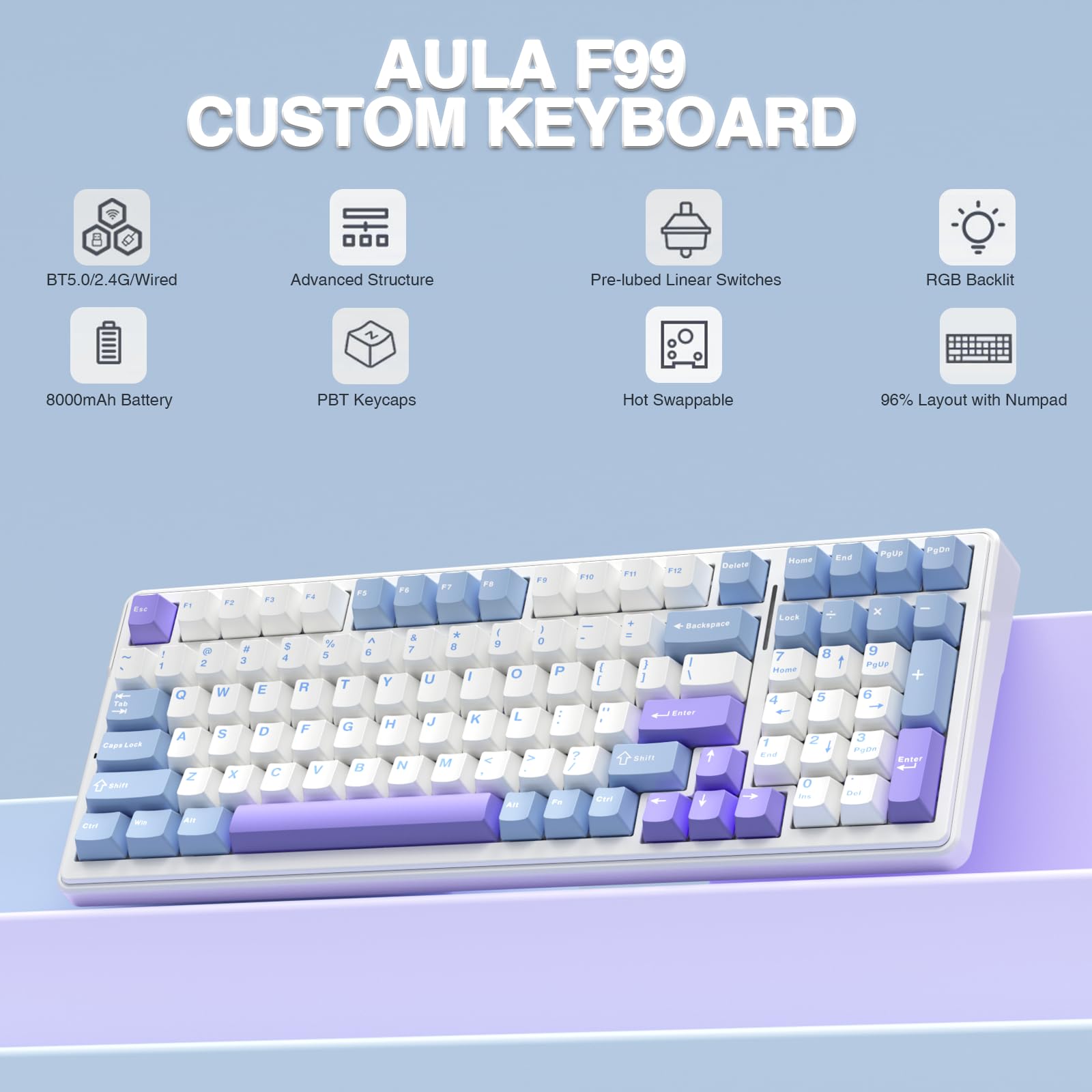 Mechanical Numpad Hot Swap Rgb Wireless - AULA F99 Pro Wireless Mechanical Keyboard