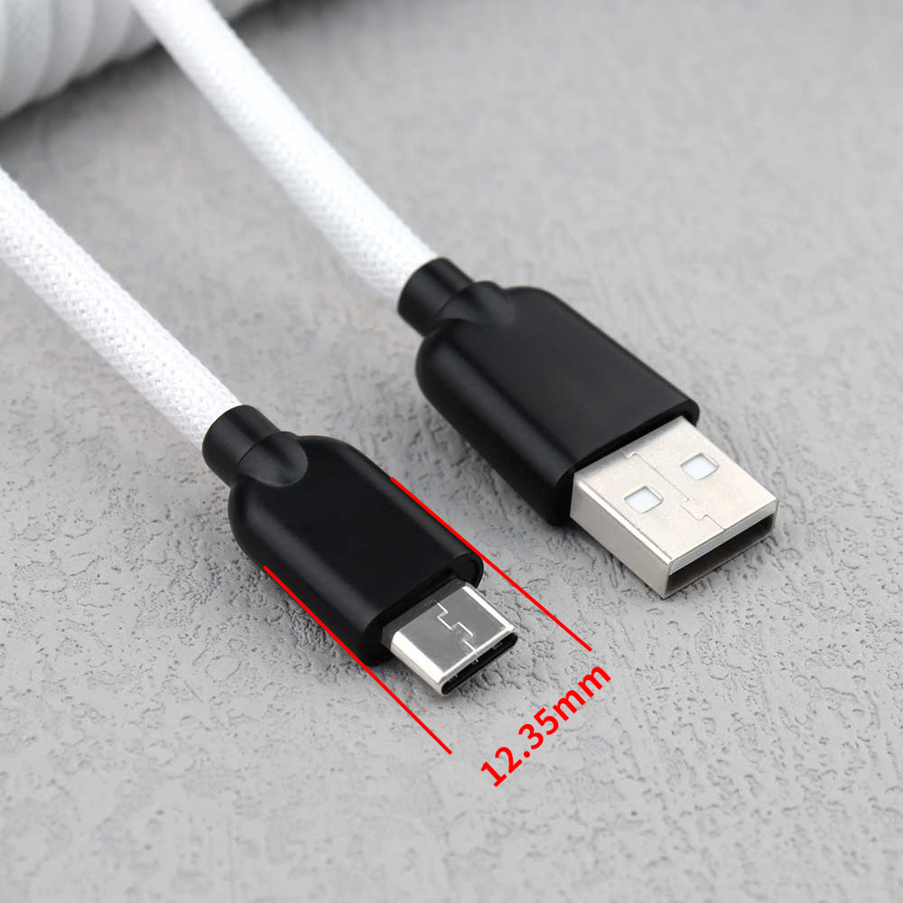 【 LANO 】White USB to Type-C Co - огляд і ціна Type C Detachable Cable Coiled Keyboard