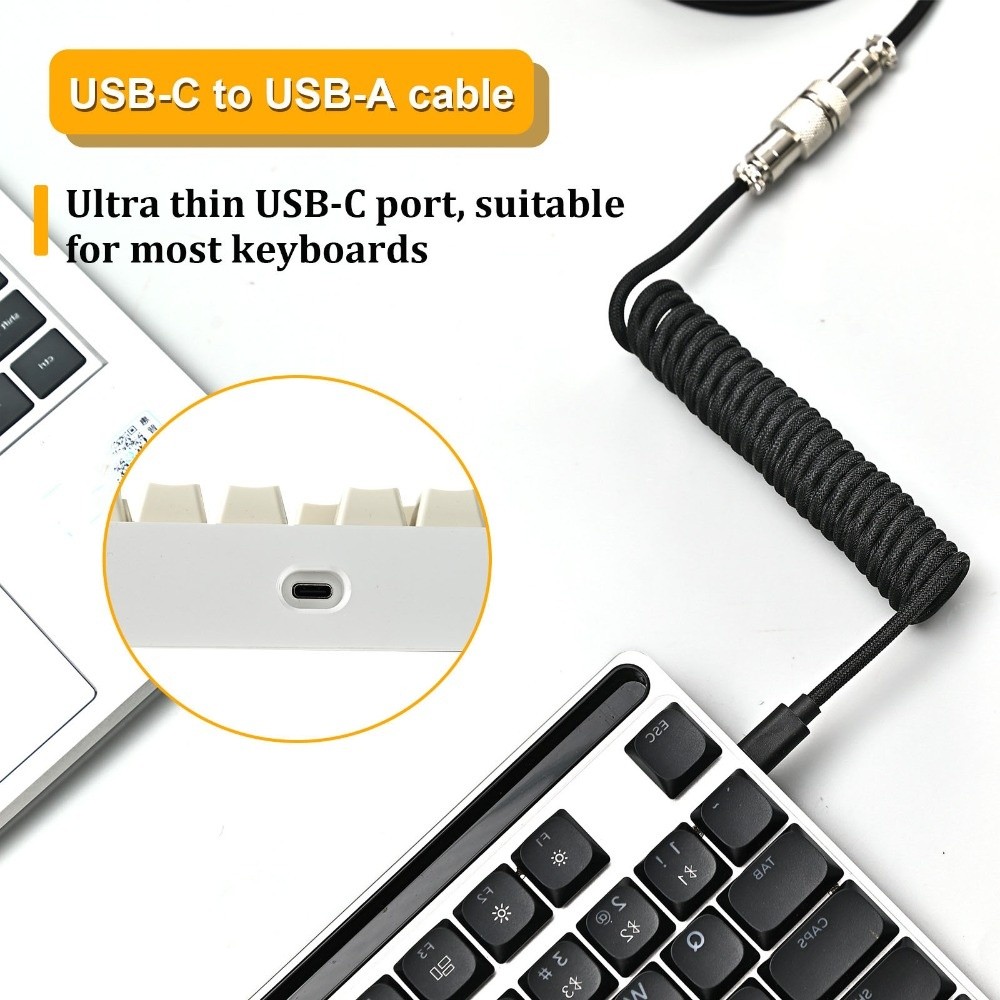 USB Port a Mechanical Keyboard - огляд і ціна Type C Detachable Cable Coiled Keyboard