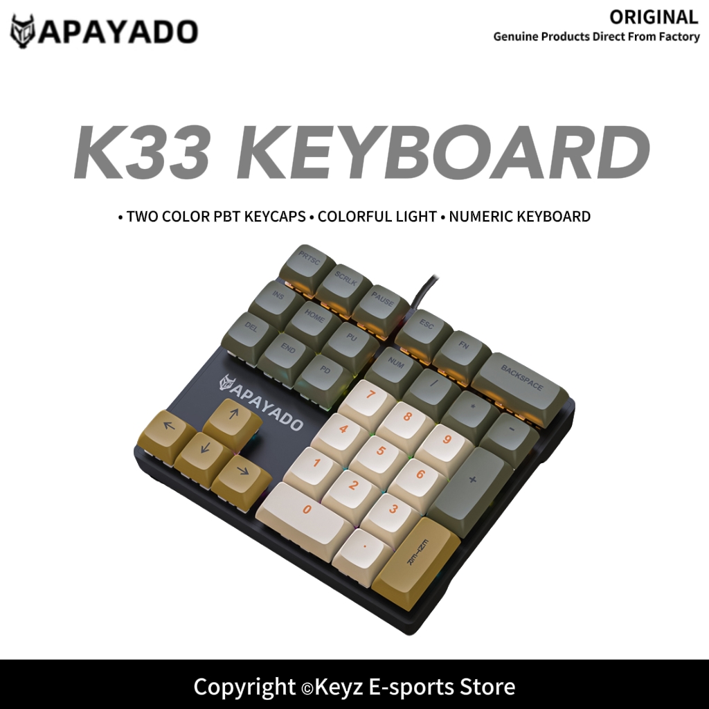 K33 33-Key Mechanical Numeric  - огляд і ціна Pbt Keycaps For Numeric Keypad Numpad