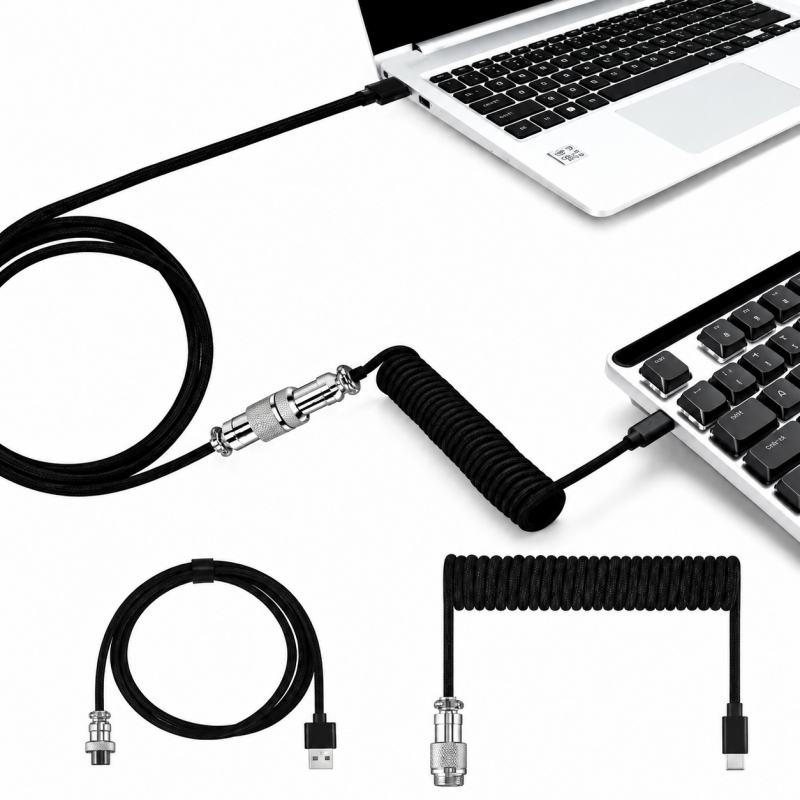 59 inch Type-C Coiled Mechanic - огляд і ціна Type C Detachable Cable Coiled Keyboard