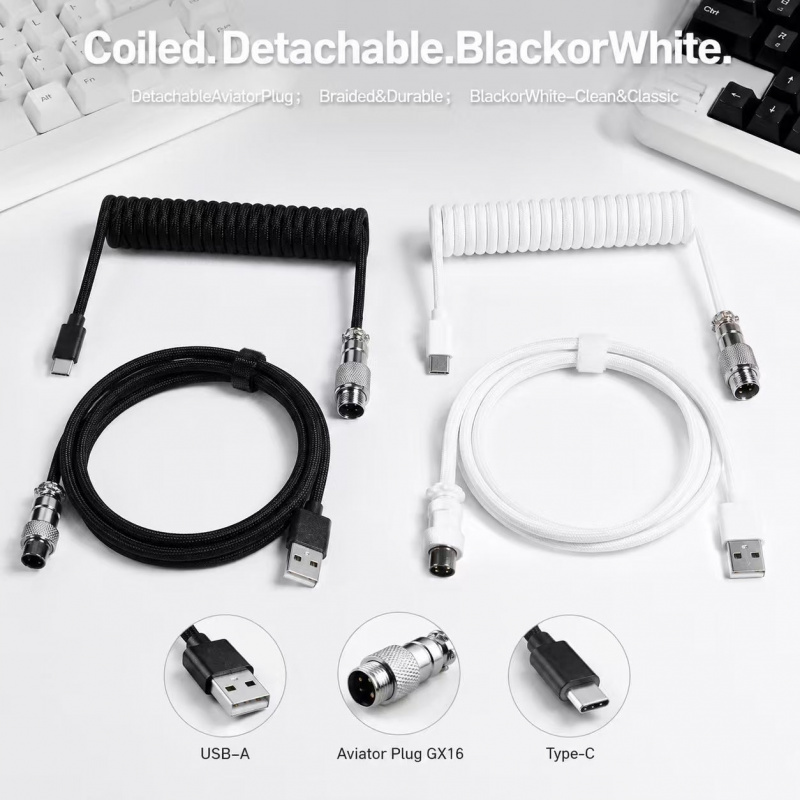 59 inch Type-C Coiled Mechanic - огляд і ціна Type C Detachable Cable Coiled Keyboard