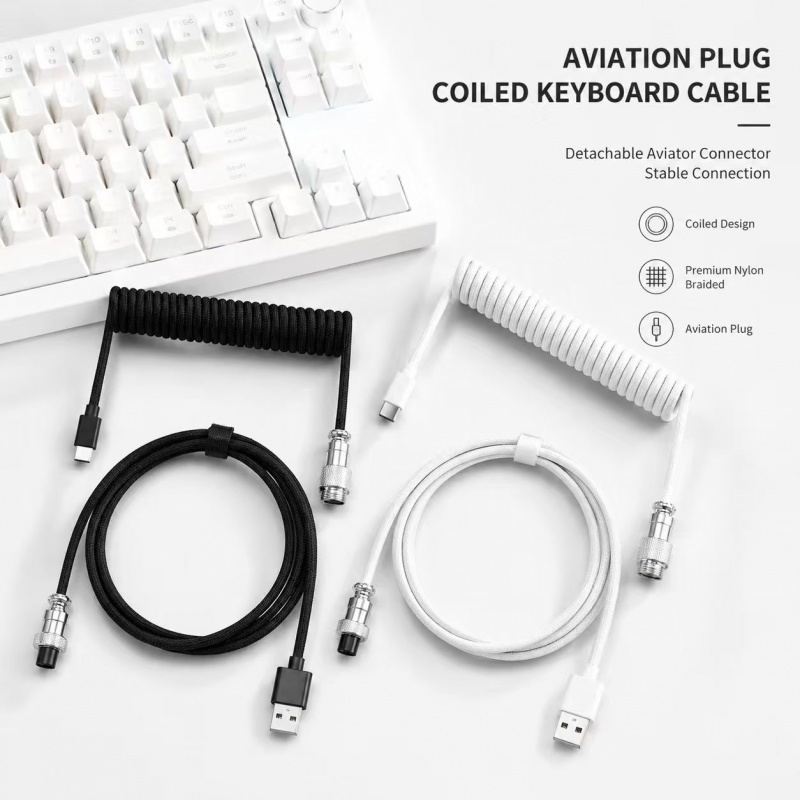 59 inch Type-C Coiled Mechanic - огляд і ціна Type C Detachable Cable Coiled Keyboard